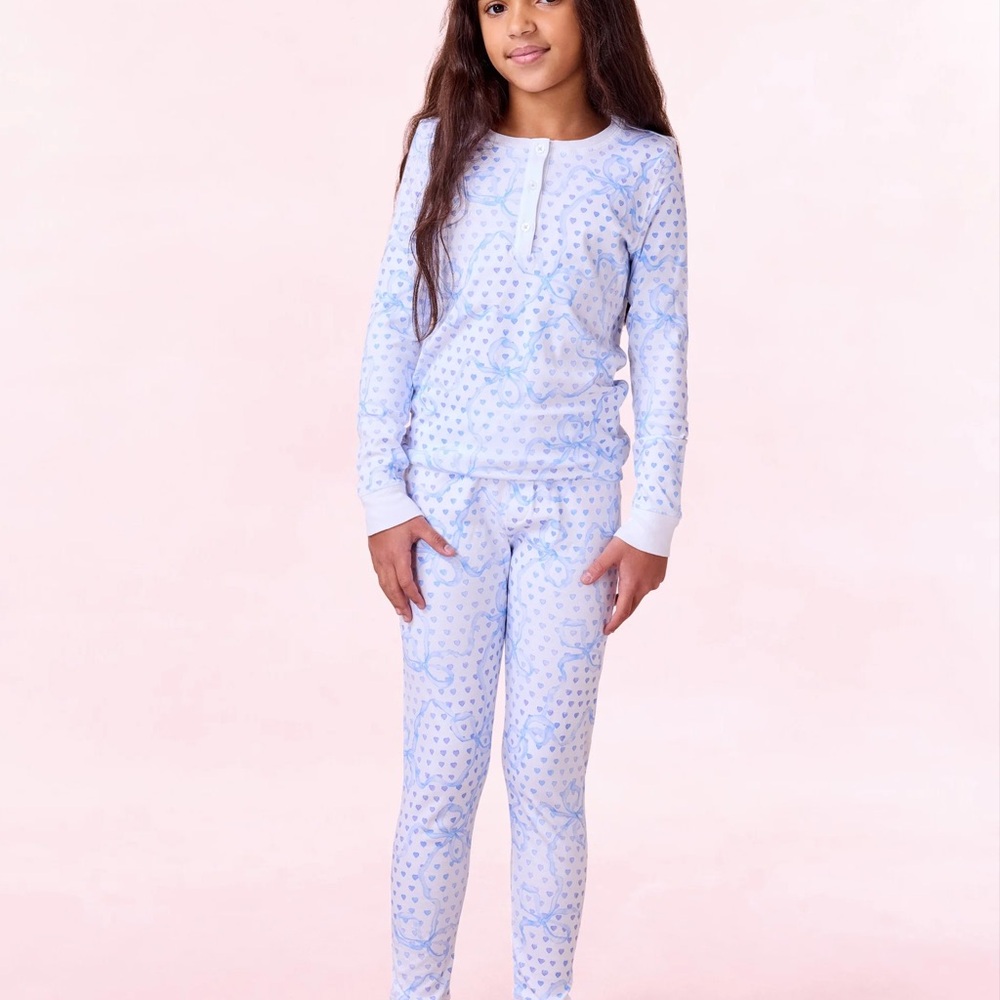 Loveshackfancy 4T Kids Luna Bow Hearts Pajamas NWOT